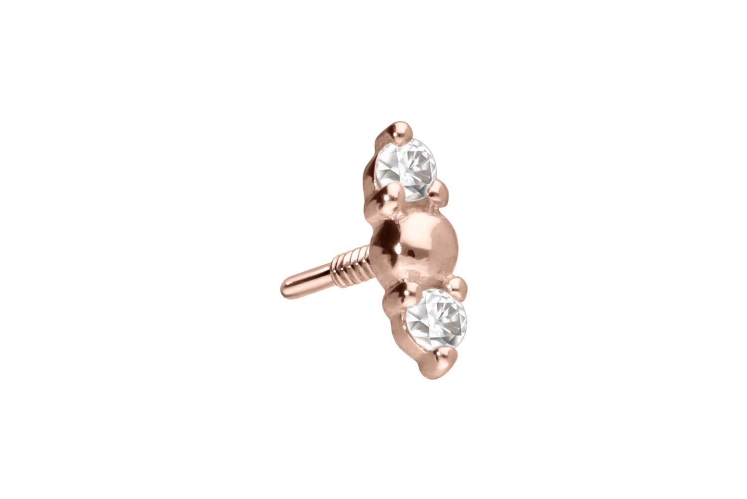 14 Karat Gold Schraubaufsatz mit Außengewinde 2 MOISSANITE + KUGEL von Piercingline